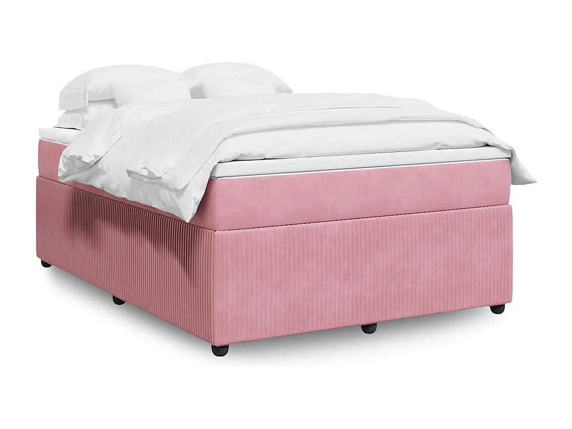 Boxspring met matras fluweel roze 160x200 cm