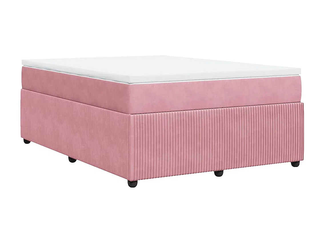 Boxspring met matras fluweel roze 160x200 cm
