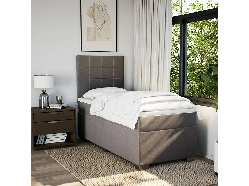 Sommier à lattes de lit avec matelas Taupe 80x200 cm Tissu