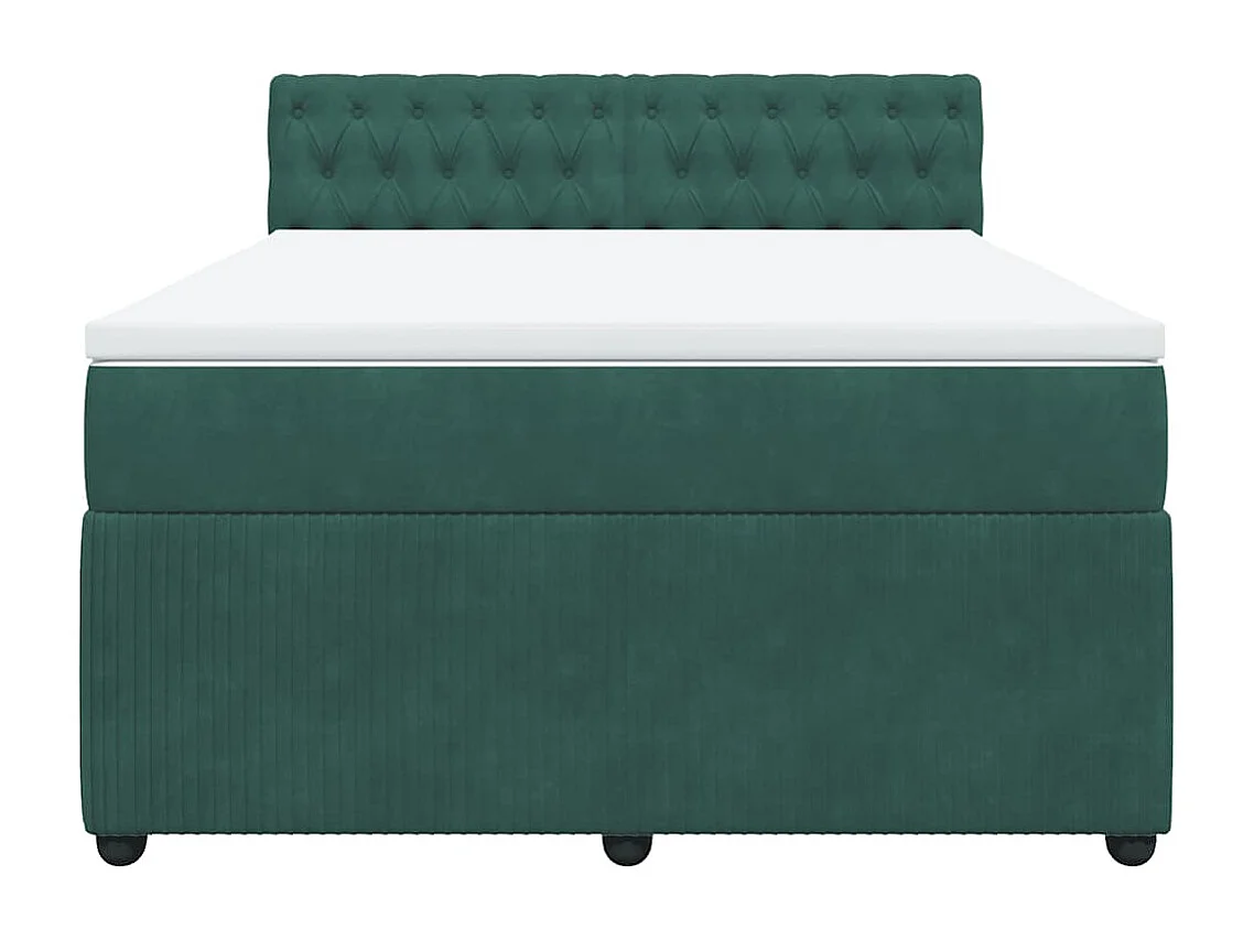 Giroletto a Molle con Materasso Verde Scuro 160x200 cm Velluto