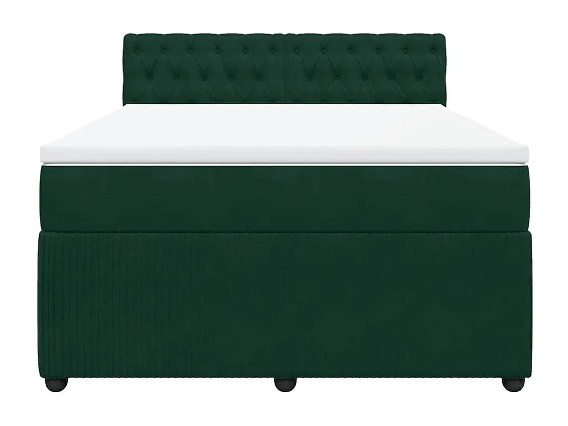 Sommier à lattes de lit et matelas Vert foncé 160x200cm Velours