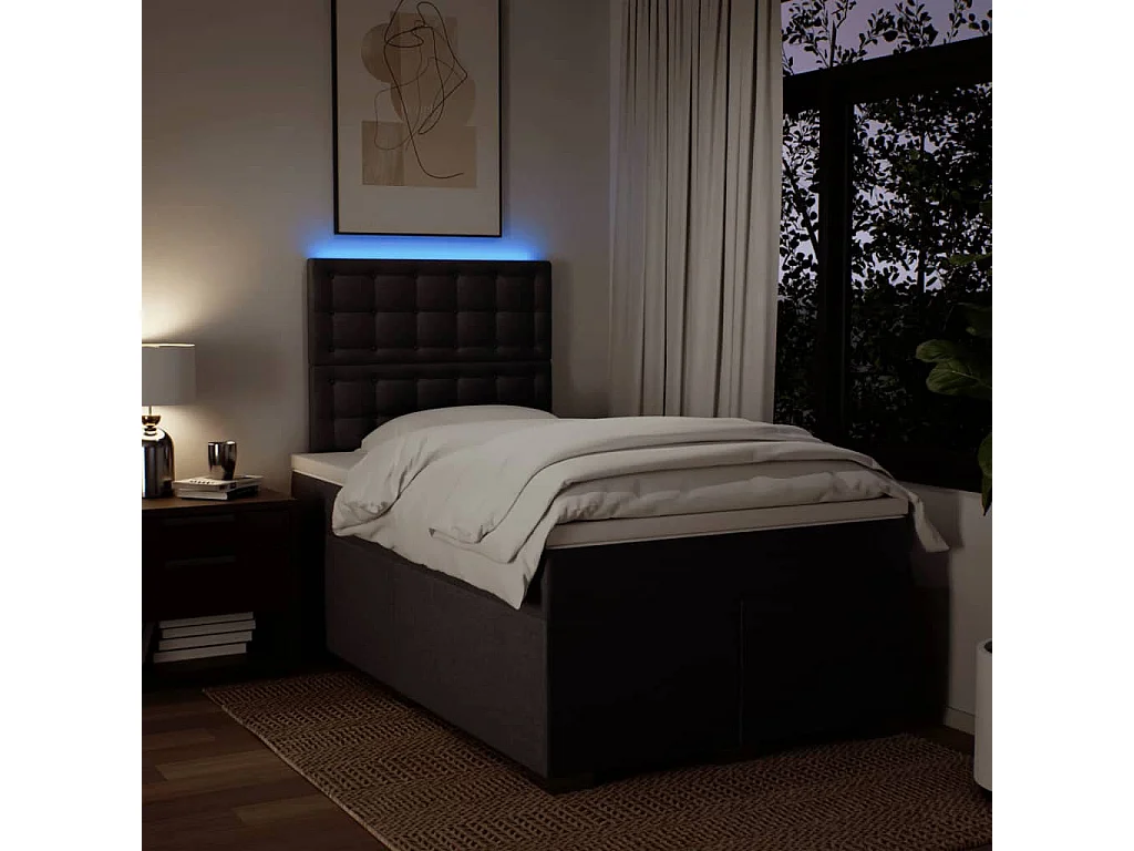 Sommier à lattes de lit et matelas marron foncé 120x190cm tissu