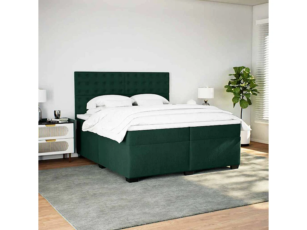 Giroletto a Molle con Materasso Verde Scuro 200x200 cm Velluto