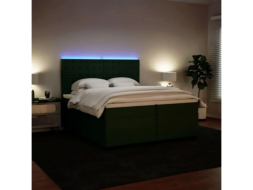Boxspring met matras fluweel donkergroen 200x200 cm