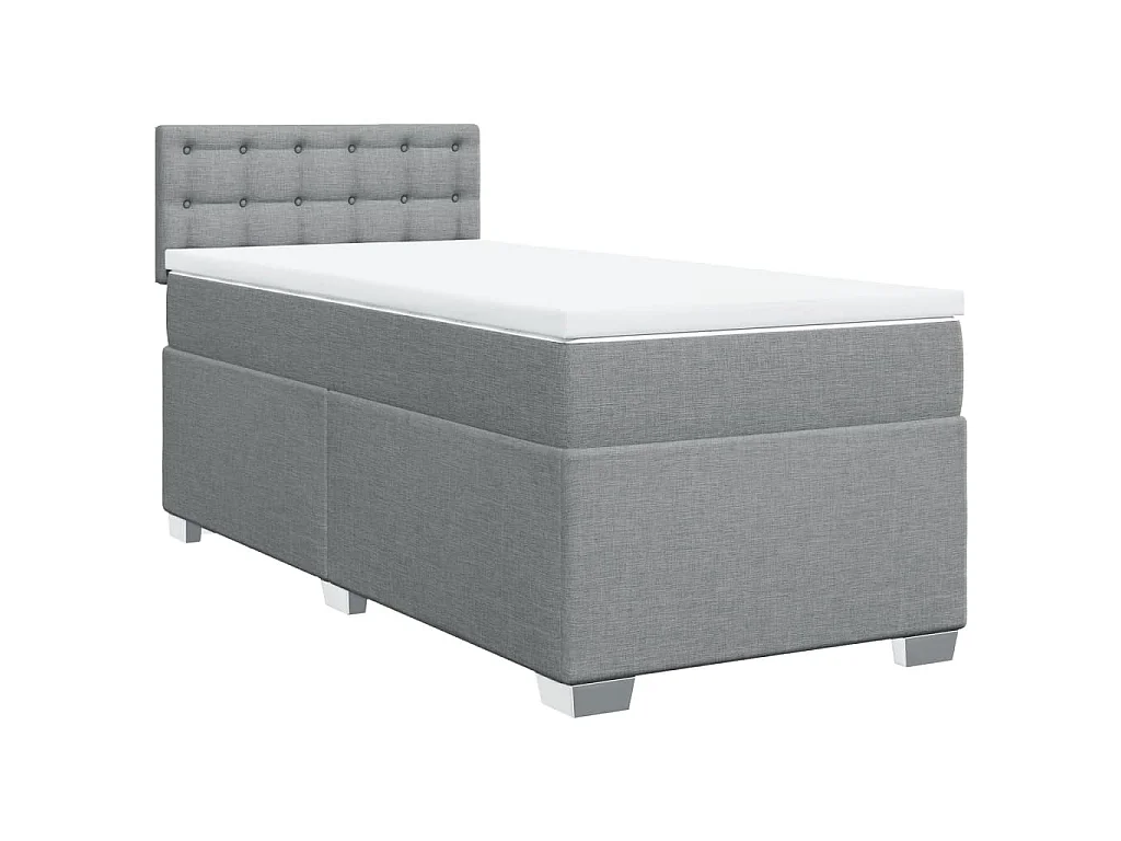 Boxspring met matras stof lichtgrijs 90x190 cm