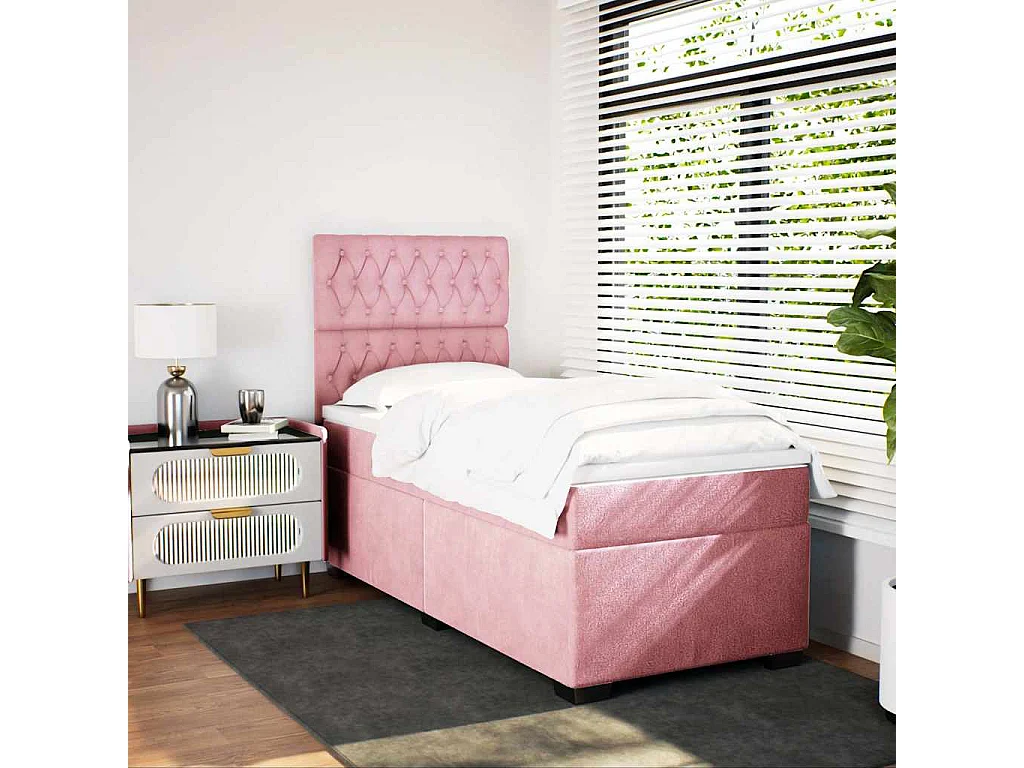Boxspring met matras fluweel roze 80x200 cm