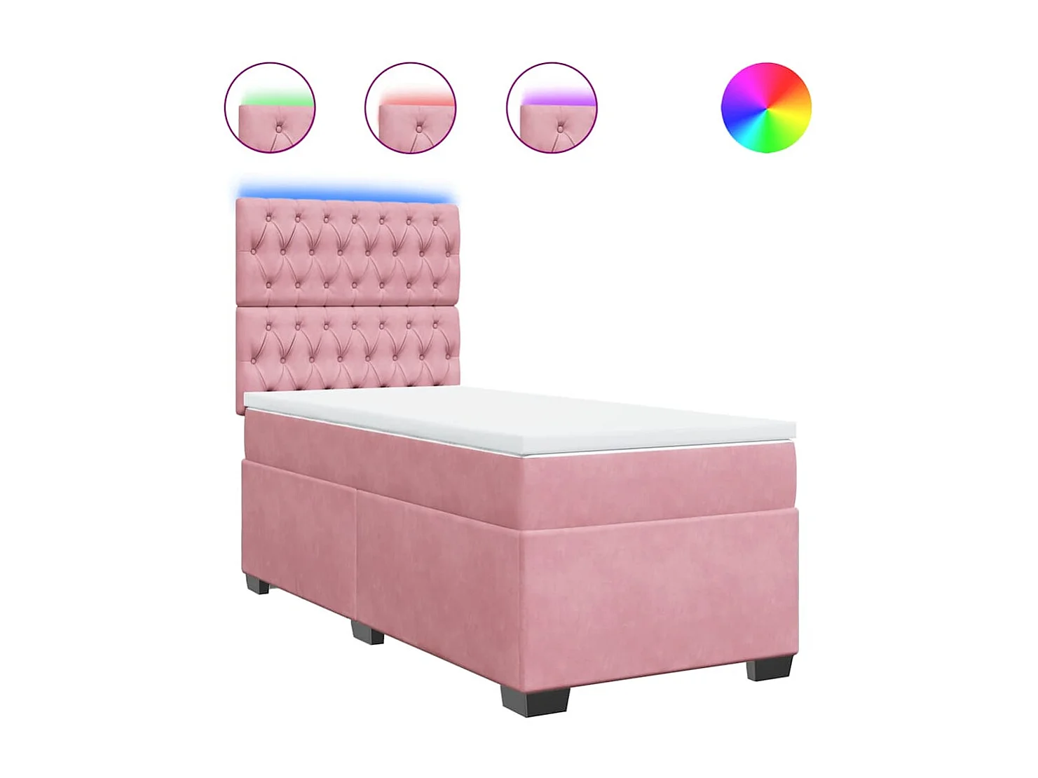 Giroletto a Molle con Materasso Rosa 80x200 cm in Velluto