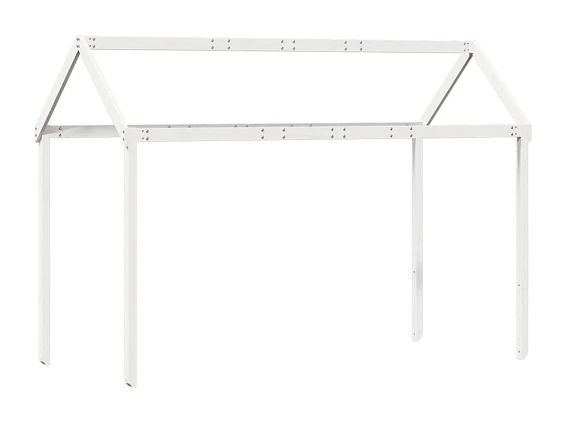 Hochbett mit Dach Weiß 75x190 cm Massivholz Kiefer