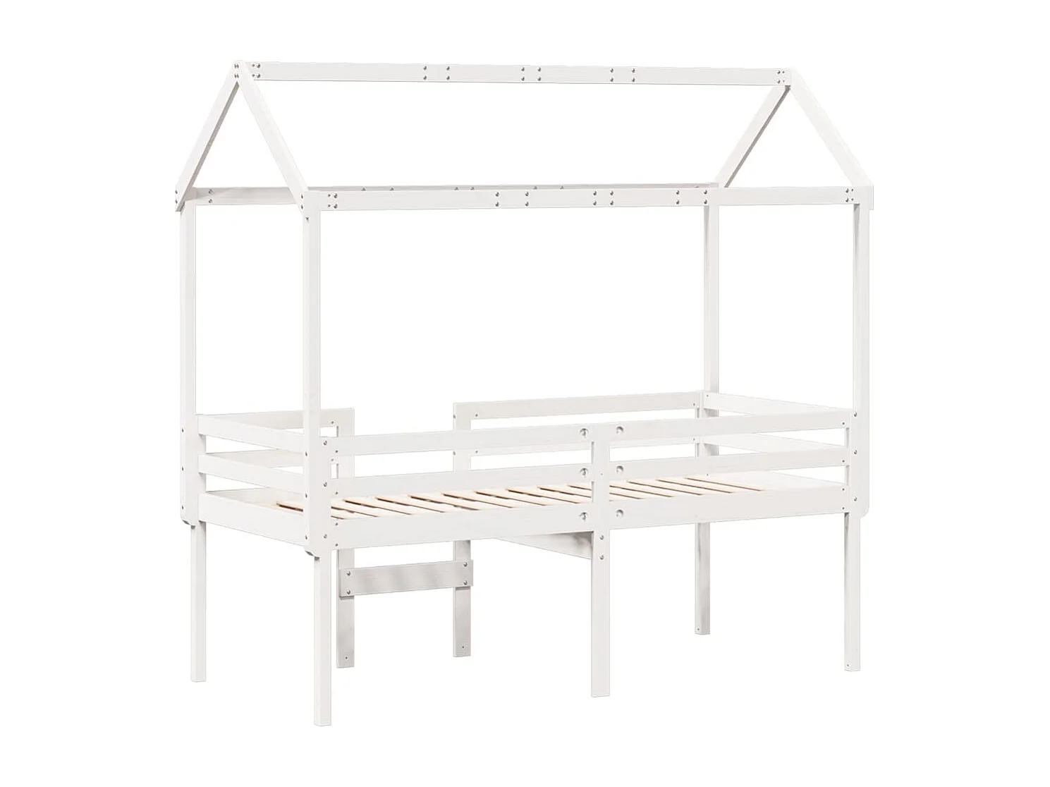 Lit haut sans matelas blanc 75x190 cm bois de pin massif