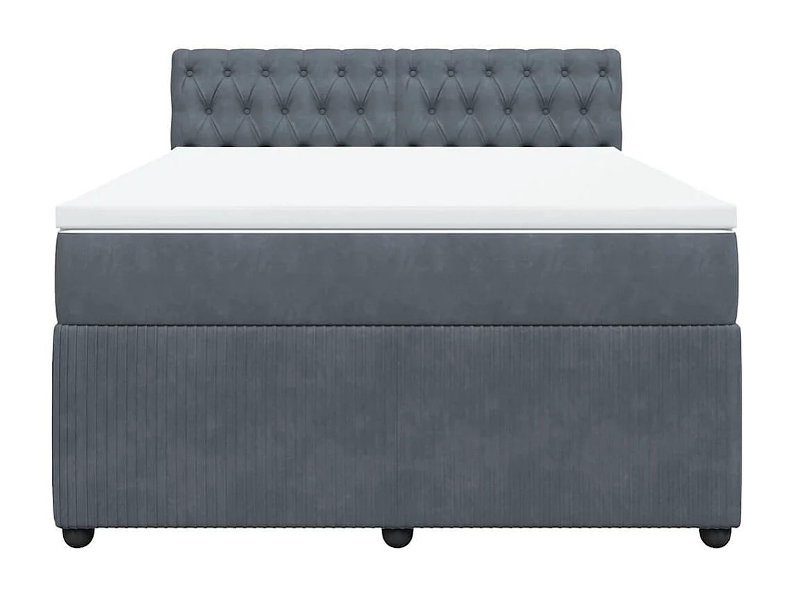 Sommier à lattes de lit et matelas Gris foncé 160x200cm Velours