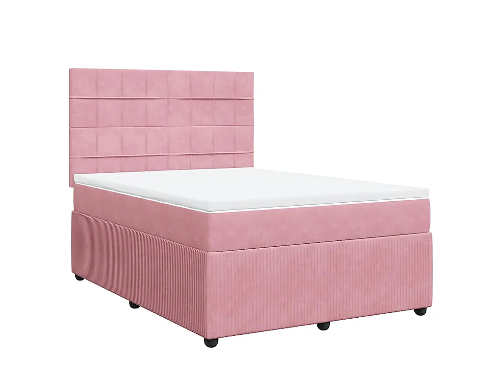 Boxspringbett mit Matratze Rosa 160x200 cm Samt
