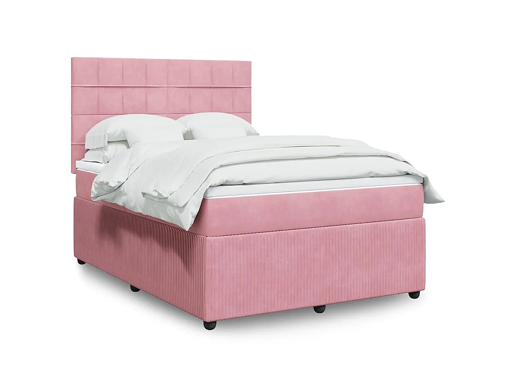 Boxspringbett mit Matratze Rosa 160x200 cm Samt