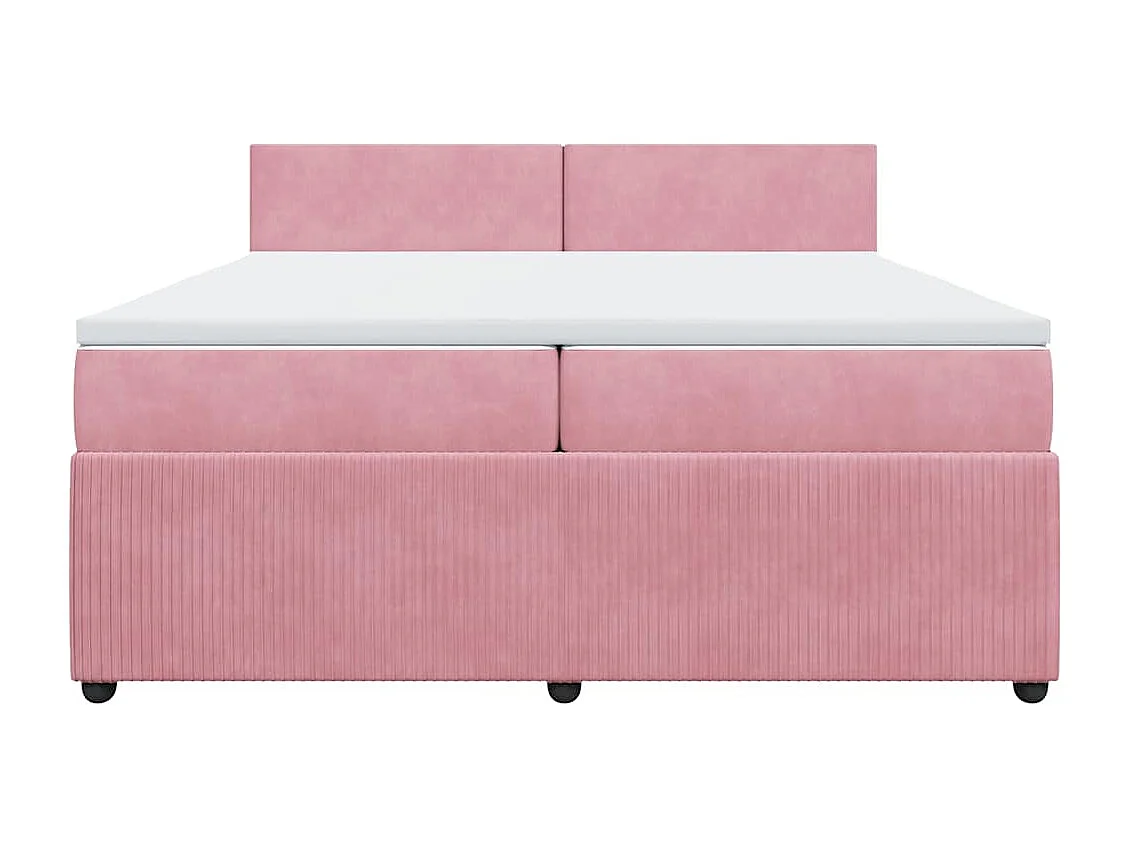 Boxspring met matras fluweel roze 200x200 cm