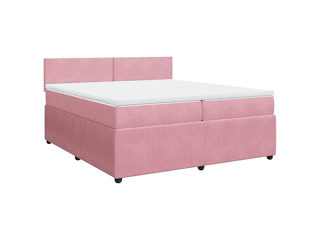 Boxspring met matras fluweel roze 200x200 cm