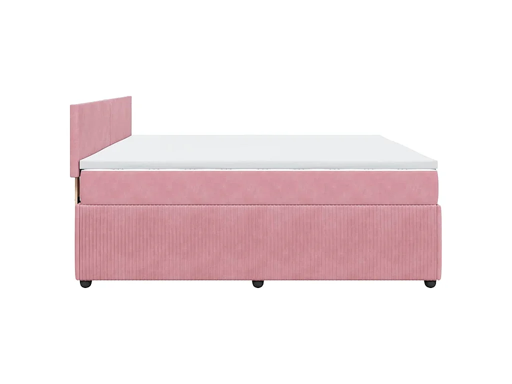 Boxspring met matras fluweel roze 200x200 cm