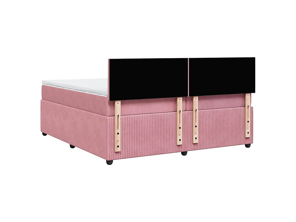 Boxspring met matras fluweel roze 200x200 cm