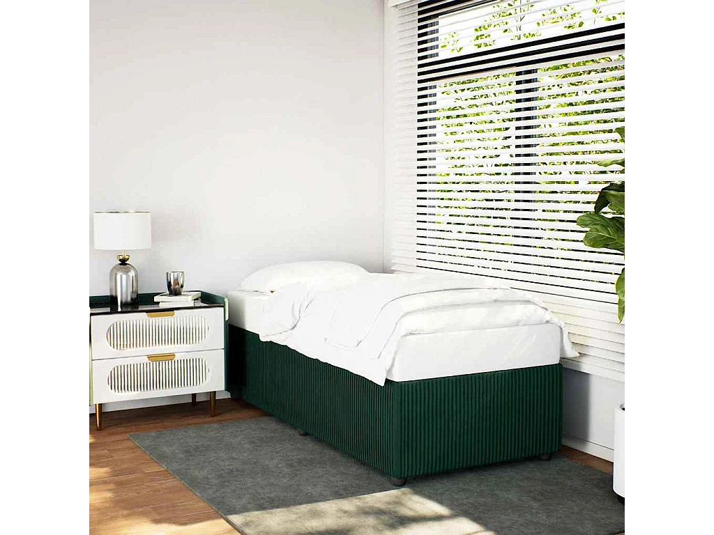 Cadre de lit sans matelas vert foncé 90x200 cm velours