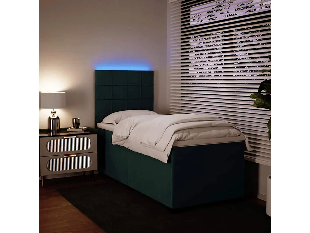 Sommier à lattes de lit avec matelas Vert foncé 90x190 cm