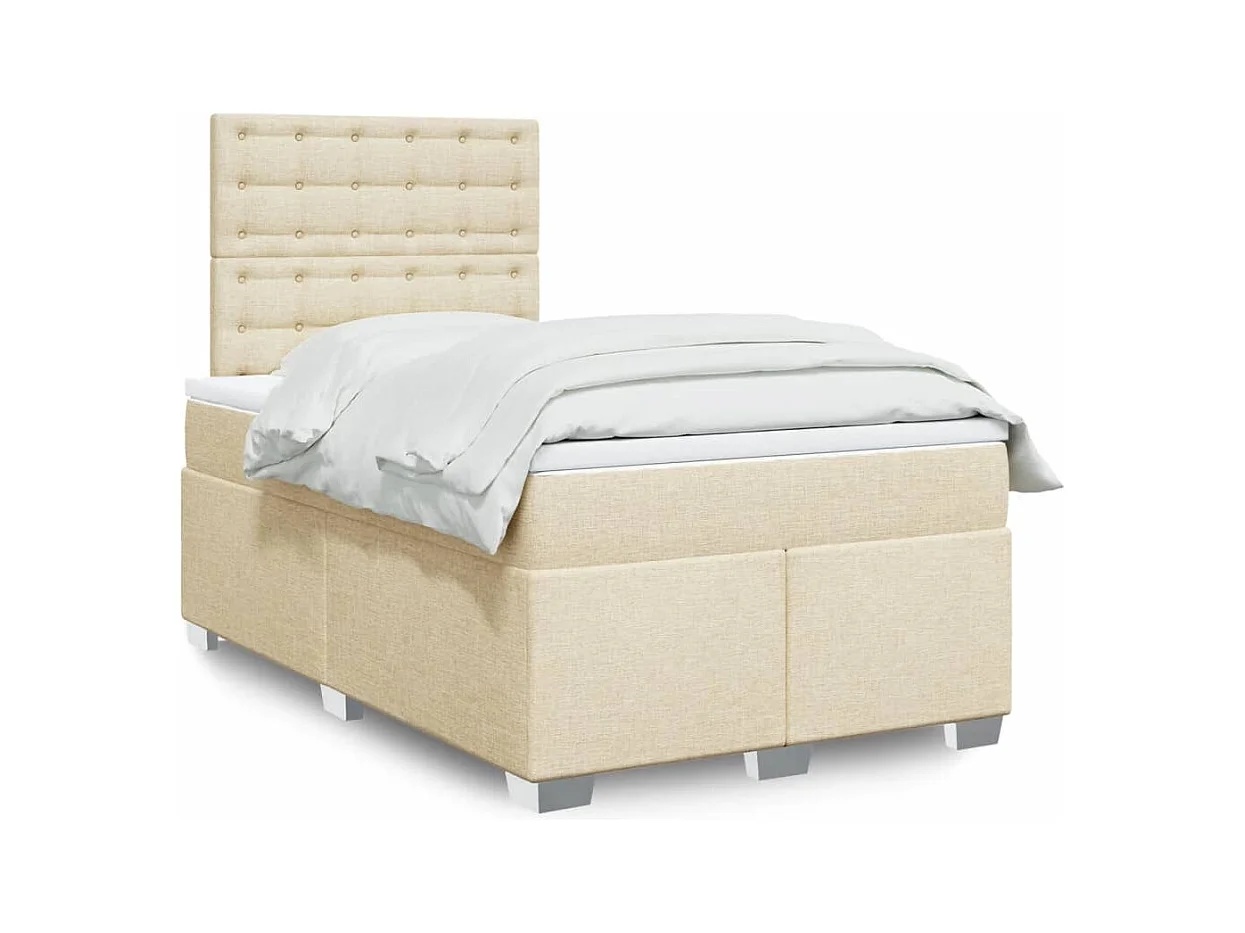 Sommier à lattes de lit avec matelas crème 120x190 cm tissu