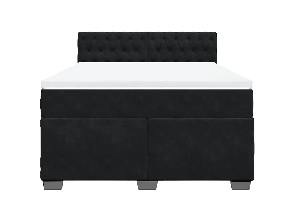 Boxspringbett mit Matratze Schwarz 160x200 cm Samt