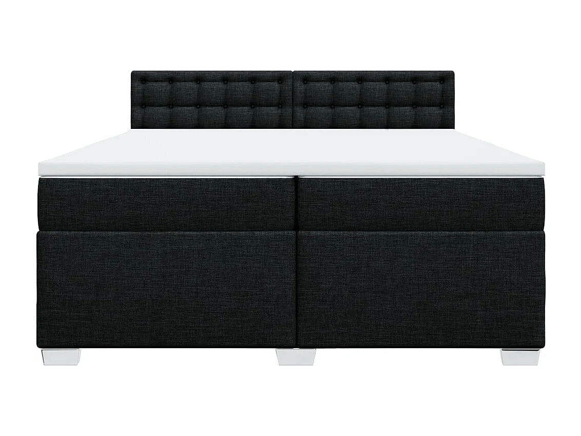 Sommier à lattes de lit avec matelas Noir 200x200 cm Tissu