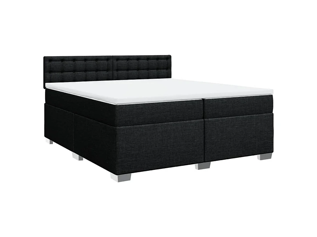 Sommier à lattes de lit avec matelas Noir 200x200 cm Tissu