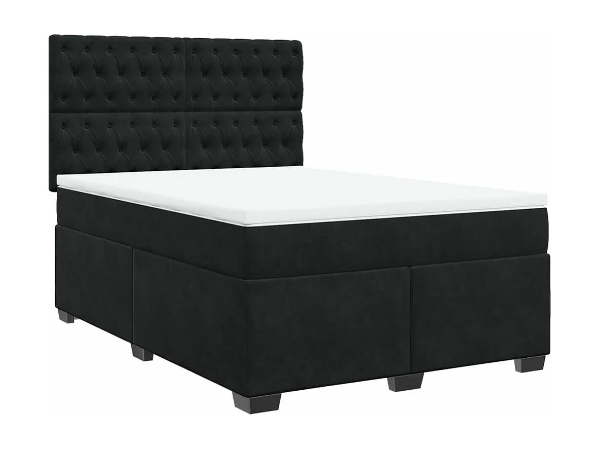 Boxspringbett mit Matratze Schwarz 140x200 cm Samt