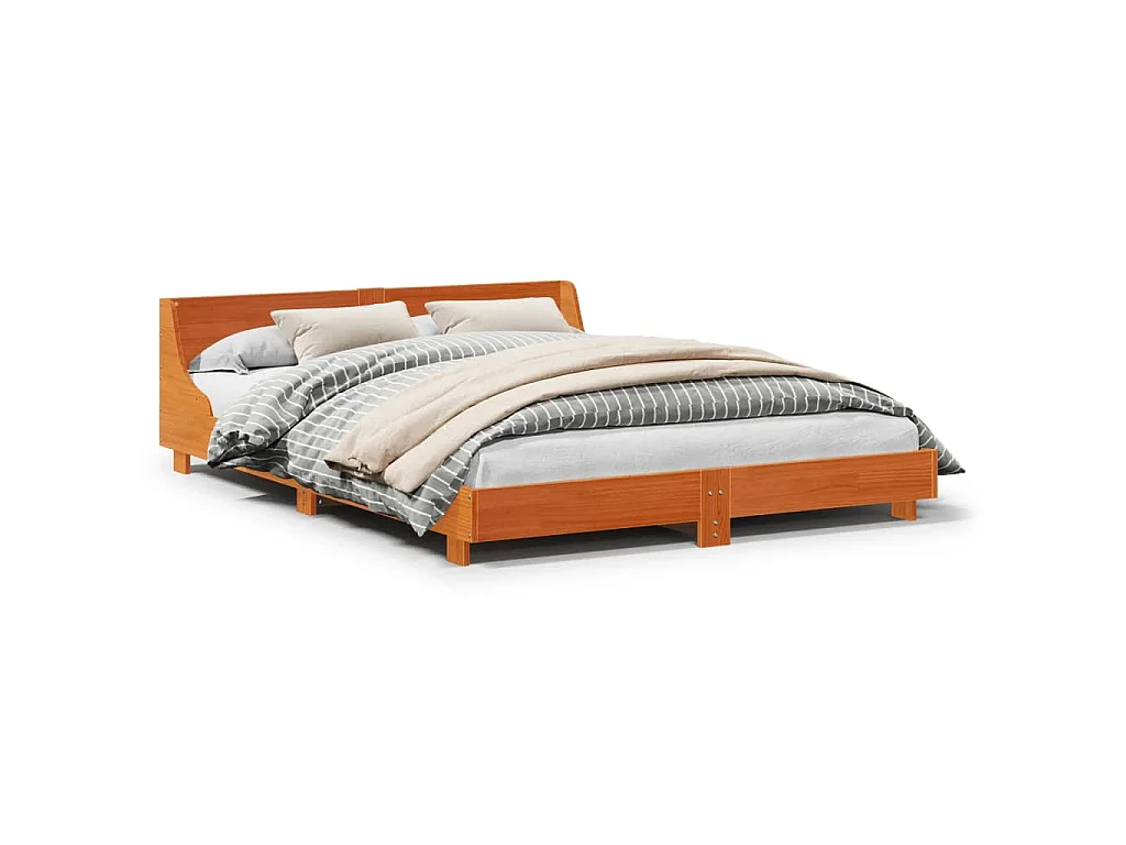 Letto senza Materasso Marrone Cera 140x190 cm in Legno di Pino