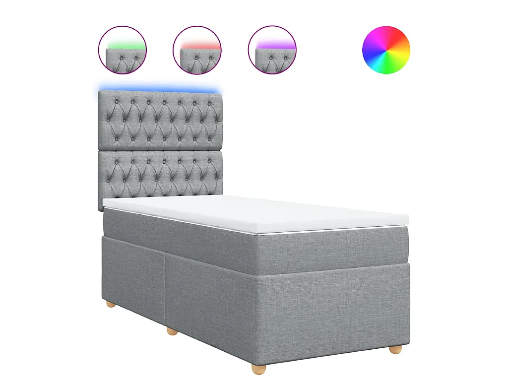 Boxspring met matras stof lichtgrijs 90x200 cm