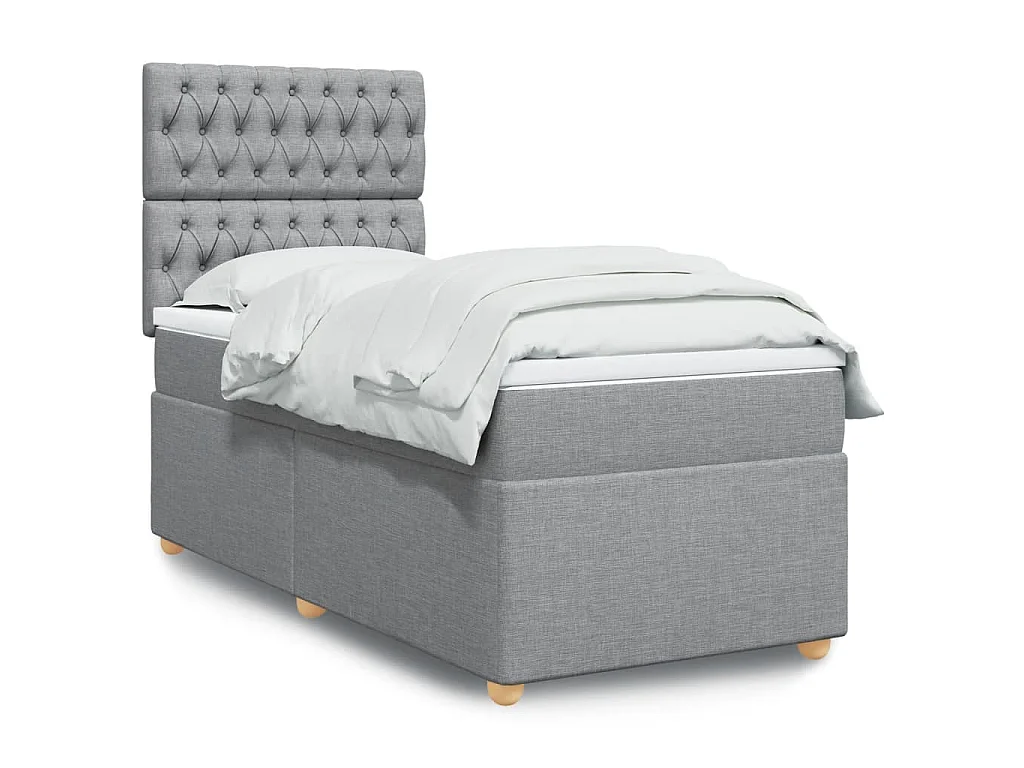 Boxspring met matras stof lichtgrijs 90x200 cm