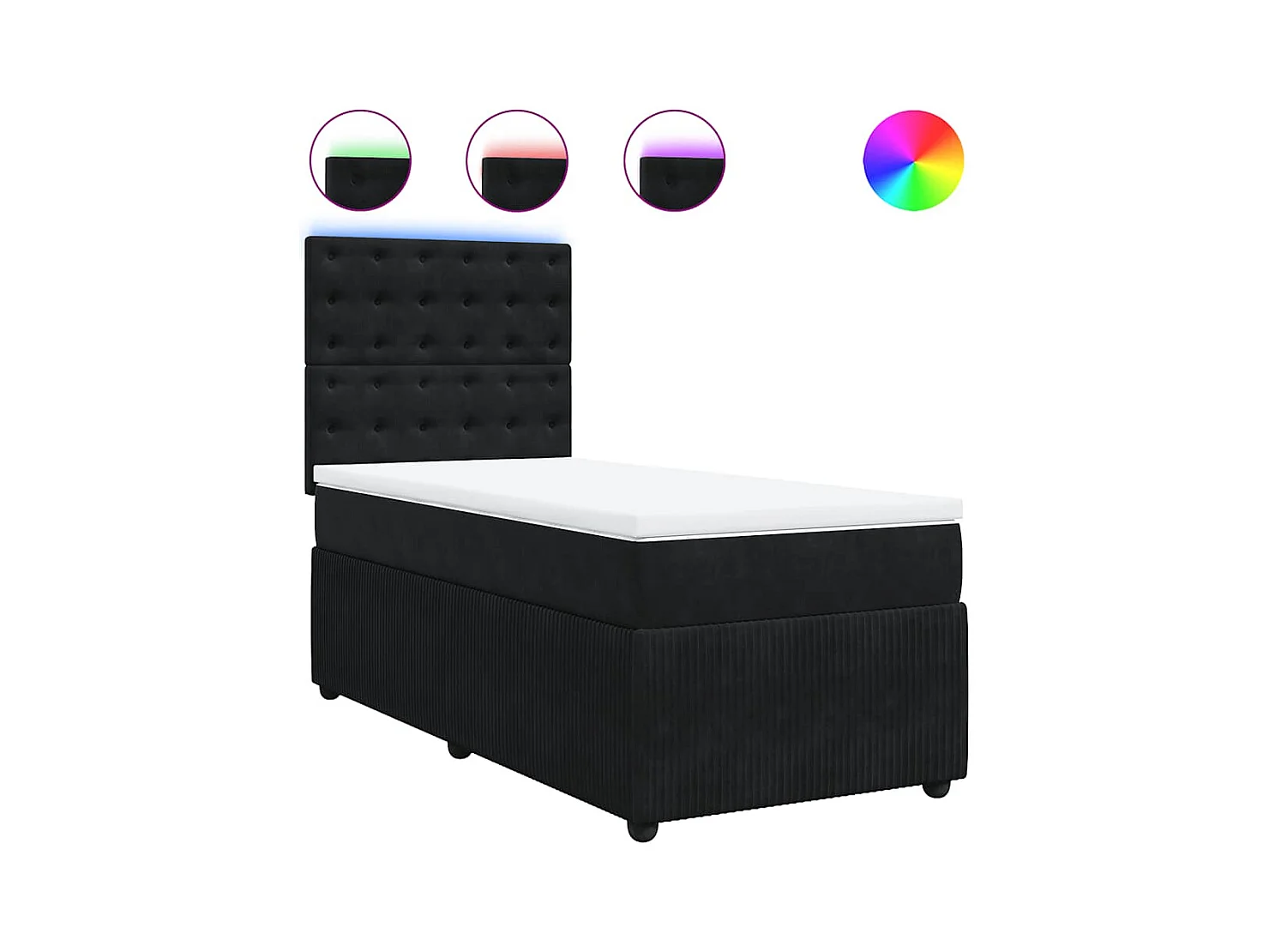 Sommier à lattes de lit avec matelas Noir 100x200 cm Velours