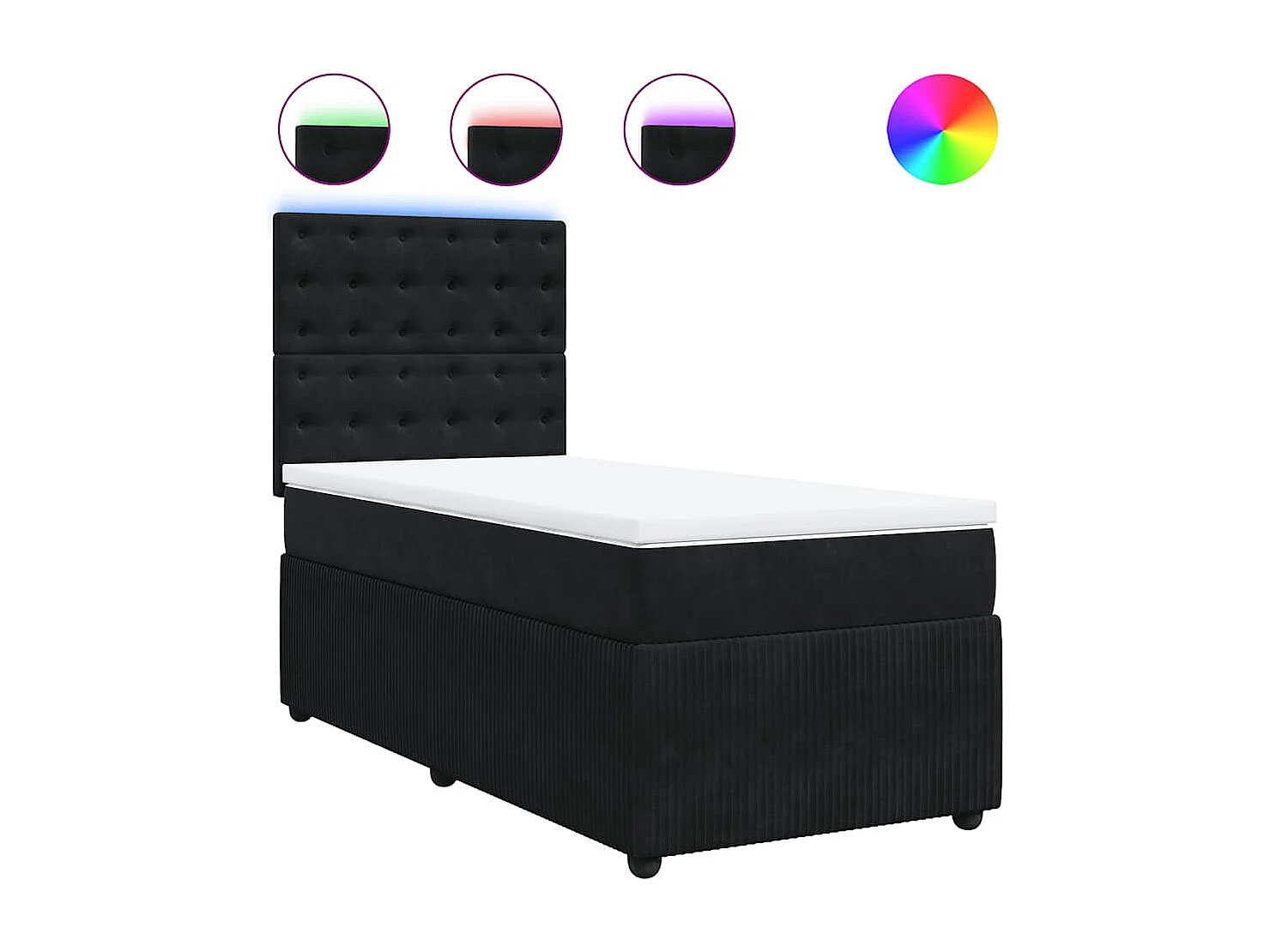 Boxspringbett mit Matratze Schwarz 100x200 cm Samt