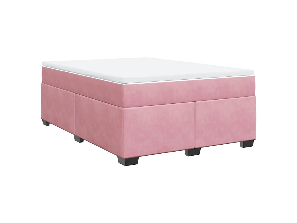 Giroletto a Molle con Materasso Rosa 140x200 cm in Velluto