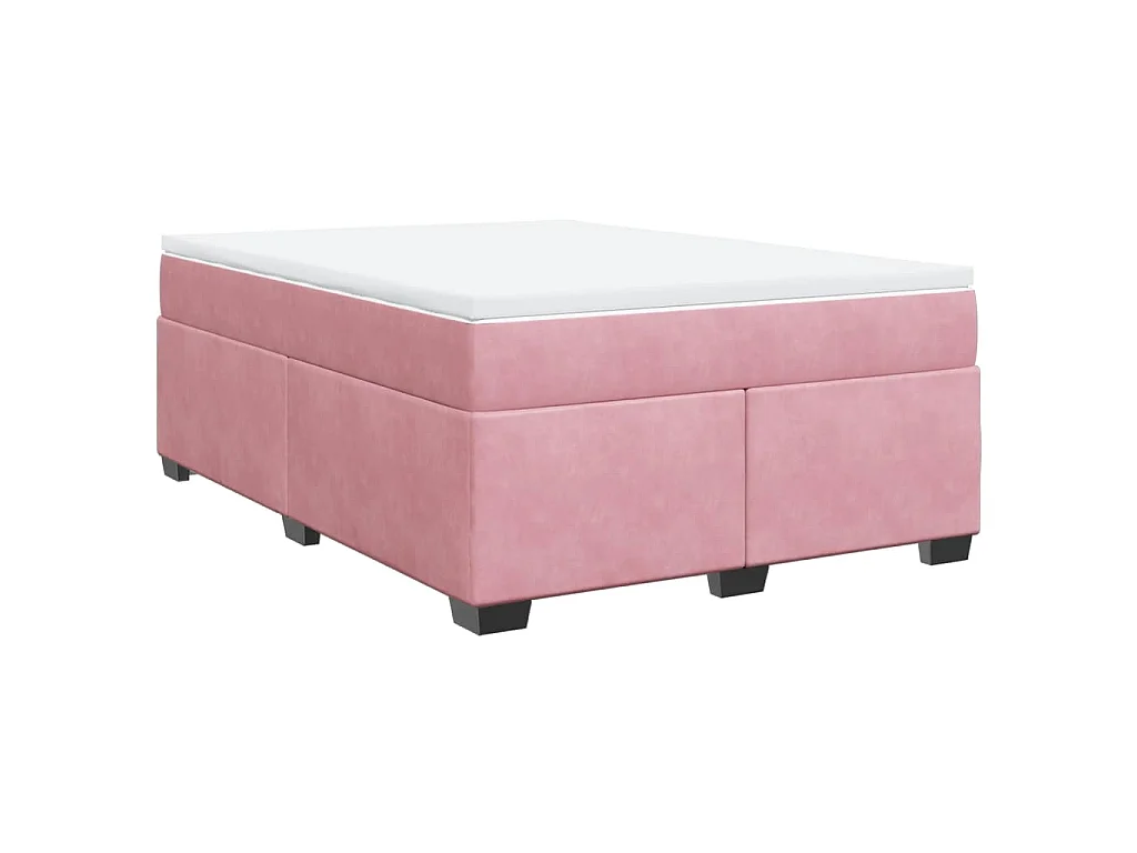 Giroletto a Molle con Materasso Rosa 140x200 cm in Velluto