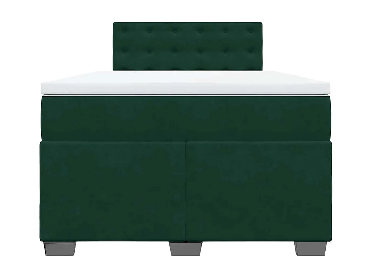 Cama box spring con colchón terciopelo verde oscuro 120x200 cm