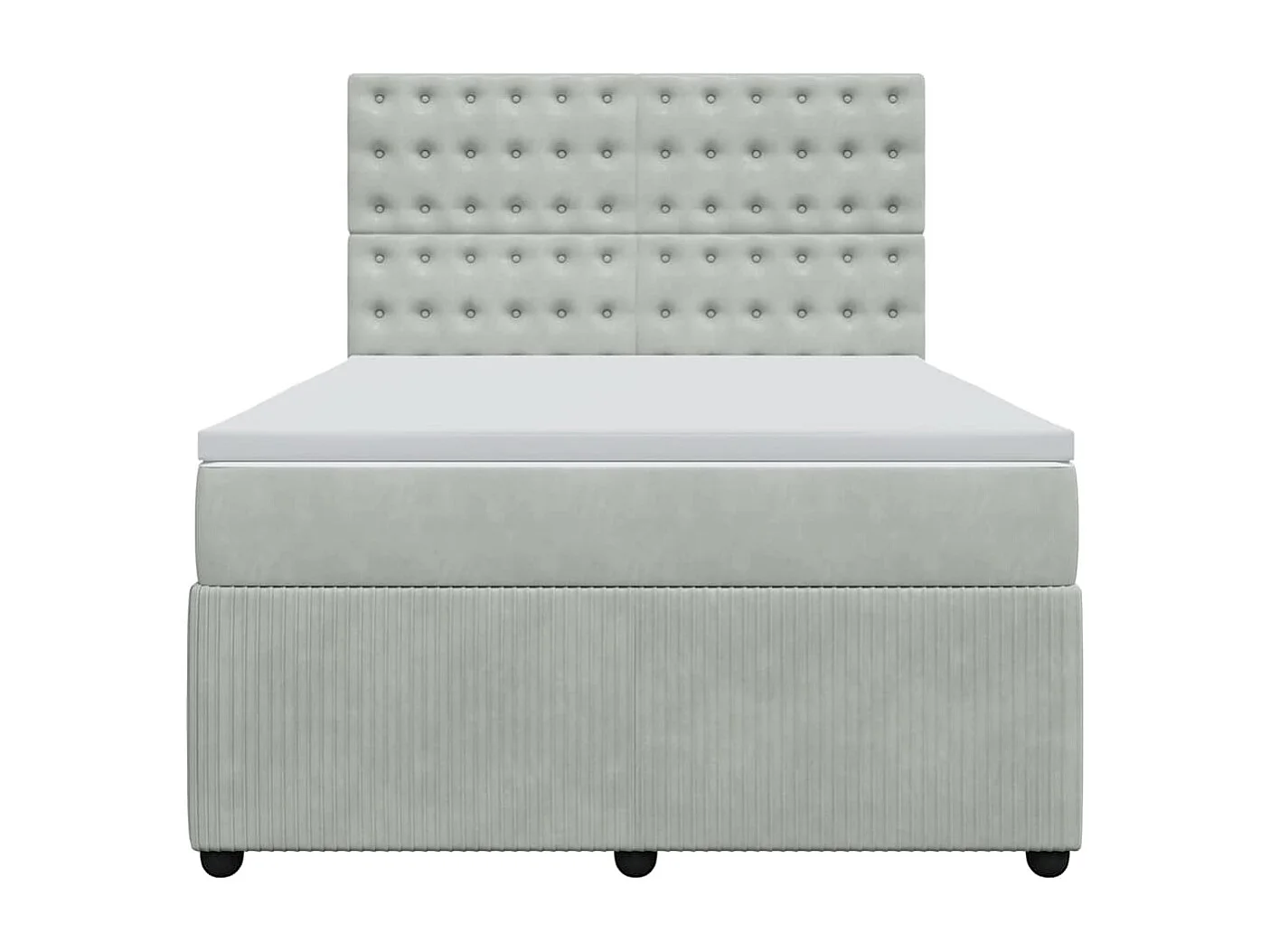 Giroletto a Molle con Materasso Grigio Chiaro 160x200cm Velluto