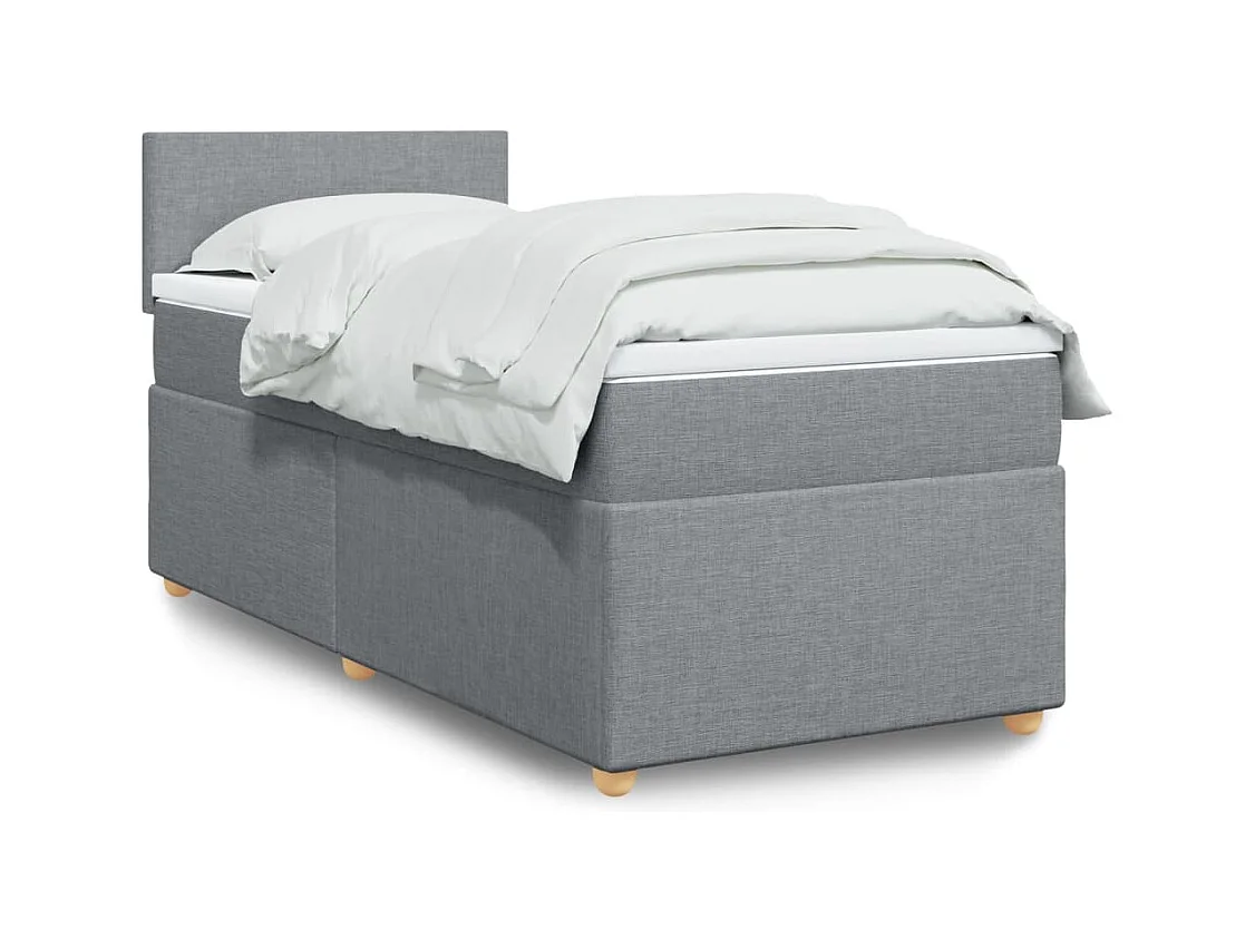 Boxspringbett mit Matratze Hellgrau 80x200 cm Stoff
