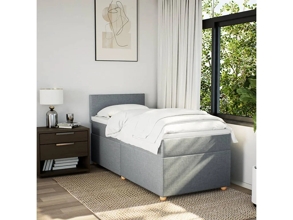 Boxspring met matras stof lichtgrijs 80x200 cm