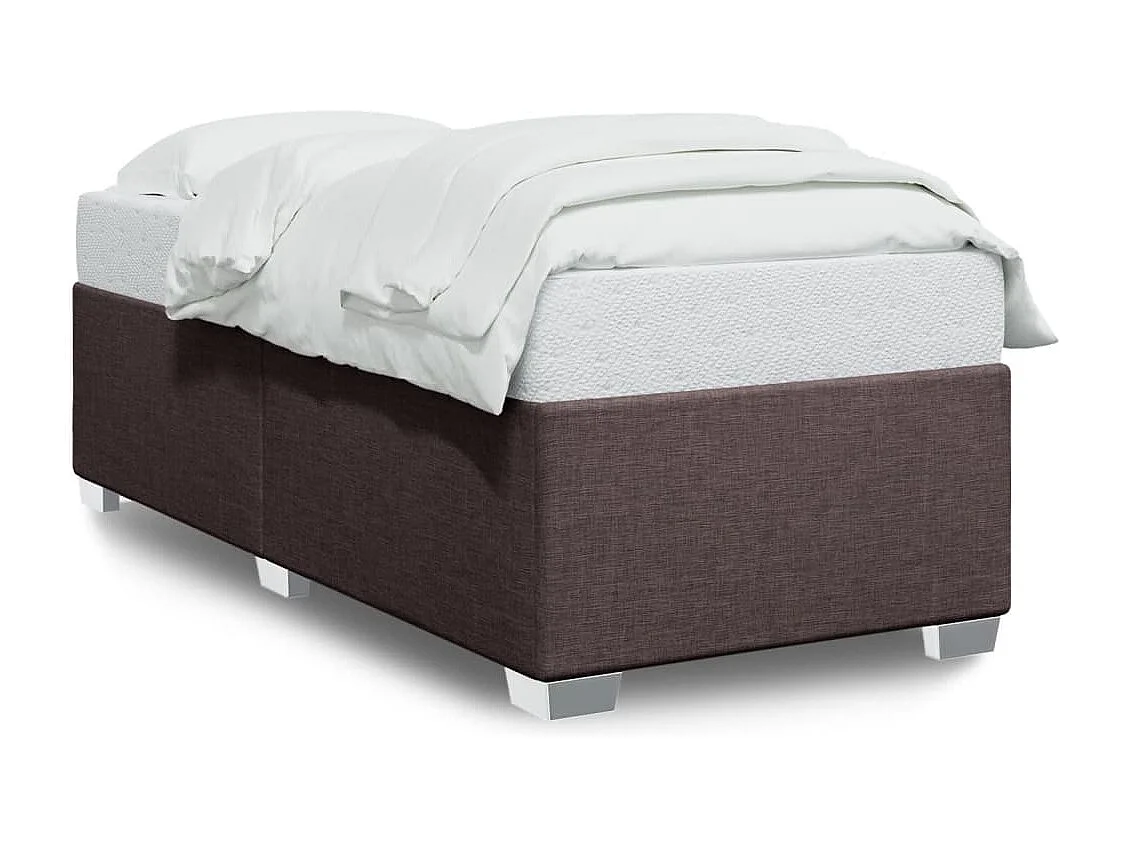 Cadre de lit sans matelas marron foncé 90x200 cm tissu