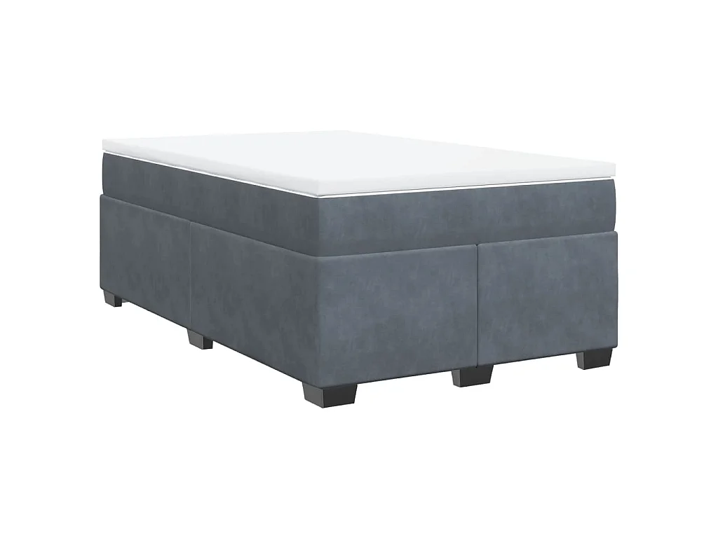 Cama box spring con colchón terciopelo gris oscuro 120x190 cm