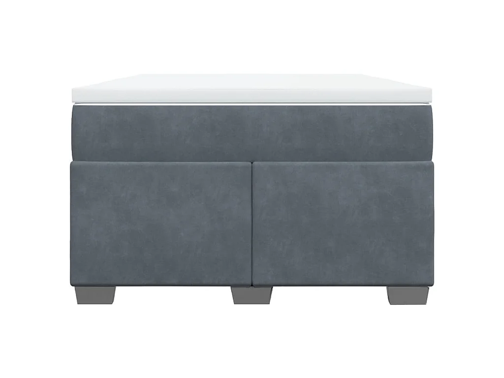 Cama box spring con colchón terciopelo gris oscuro 120x190 cm