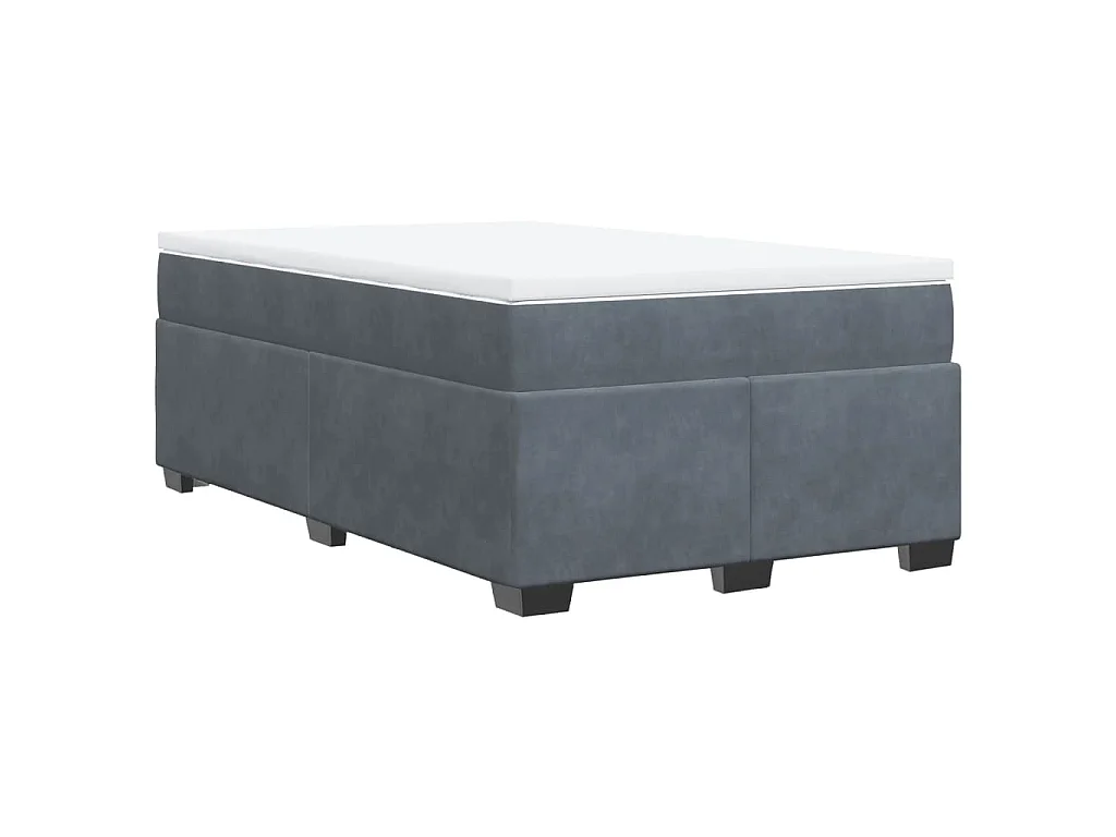Cama box spring con colchón terciopelo gris oscuro 120x190 cm