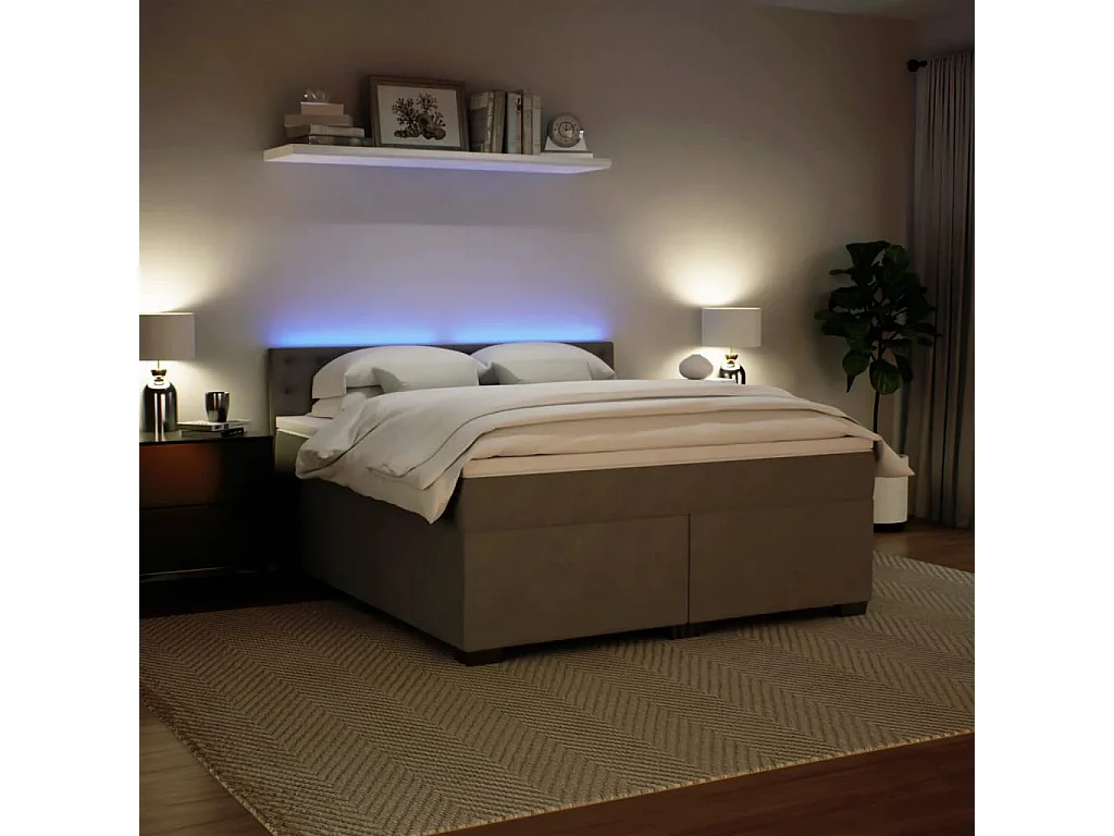 Cama box spring con colchón terciopelo gris claro 180x200 cm