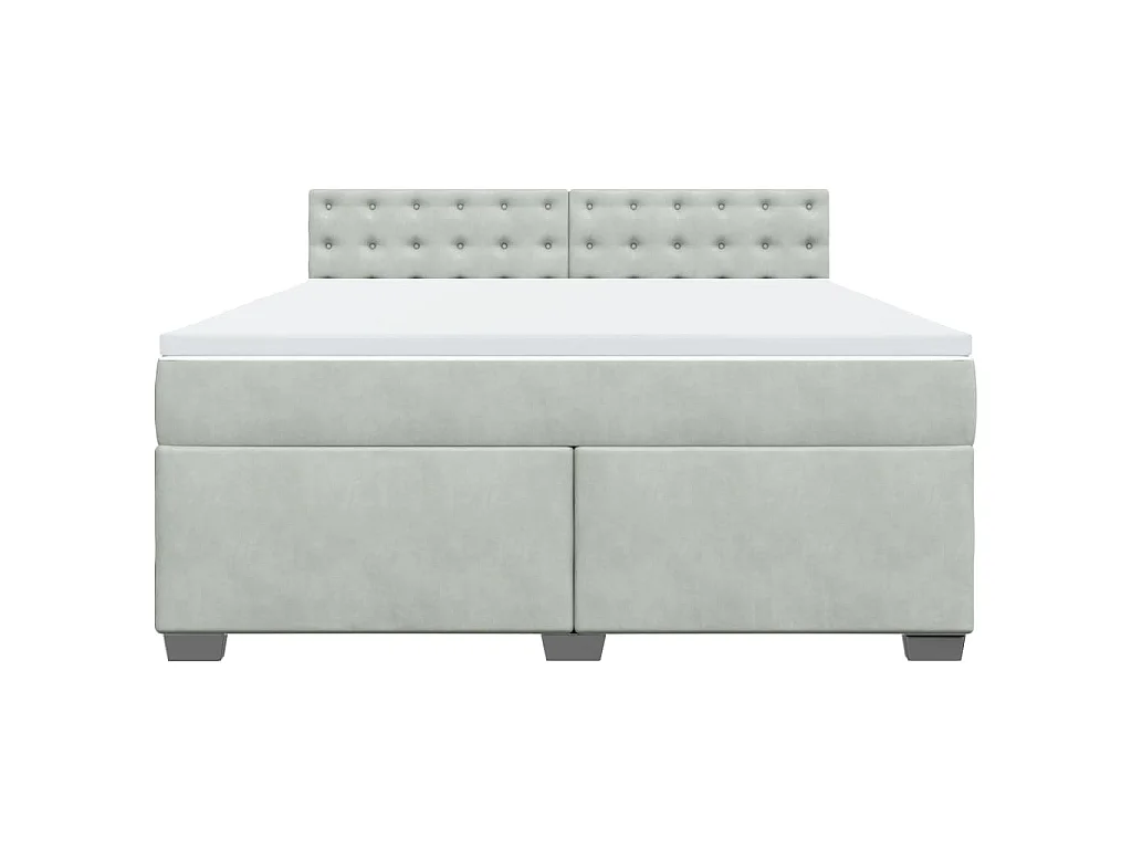 Cama box spring con colchón terciopelo gris claro 180x200 cm