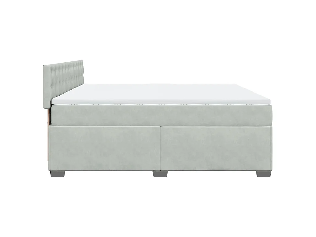 Cama box spring con colchón terciopelo gris claro 180x200 cm