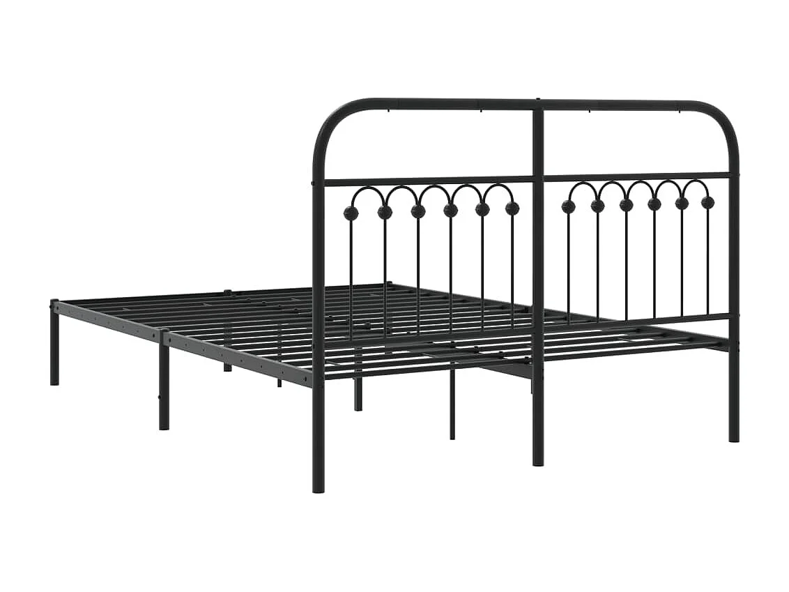Cadre de lit métal sans matelas avec tête de lit noir 140x200cm