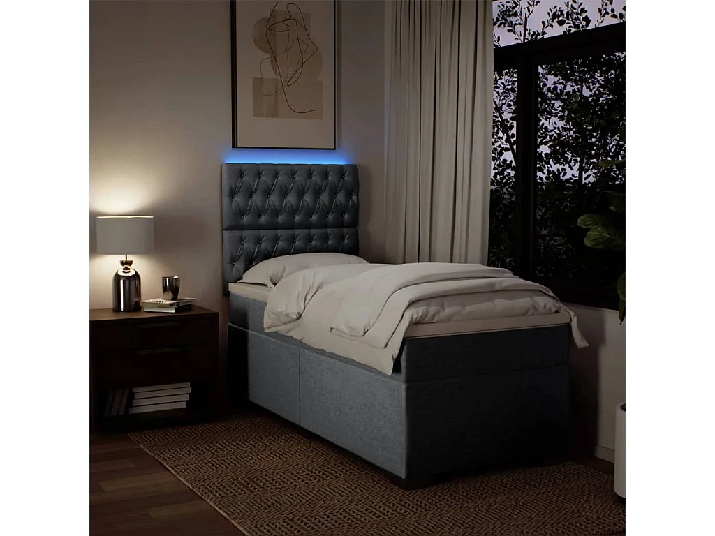 Boxspringbett mit Matratze Hellgrau 90x190 cm Stoff