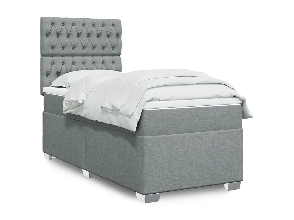 Cama com molas/colchão 90x190 cm tecido cinzento-claro