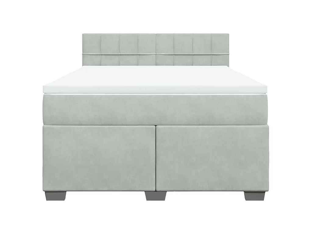 Cama box spring con colchón terciopelo gris claro 140x190 cm