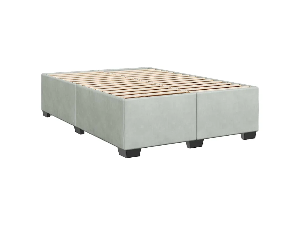 Cama box spring con colchón terciopelo gris claro 140x190 cm